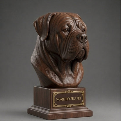 Busto Decorativo Personalizado Dogue de Bordeaux | Escultura 3D com Nome Gravado