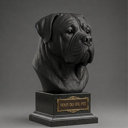 Busto Decorativo Personalizado Dogue de Bordeaux | Escultura 3D com Nome Gravado