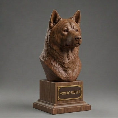 Busto Decorativo Personalizado Golden Retriever | Escultura 3D com Nome Gravado
