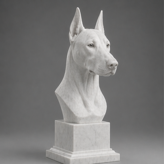 Busto Decorativo Doberman Personalizado | Escultura Artesanal em 7 Materiais (da sua escolha)