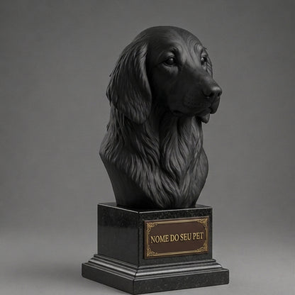Busto Decorativo Personalizado Golden Retriever | Escultura 3D com Nome Gravado