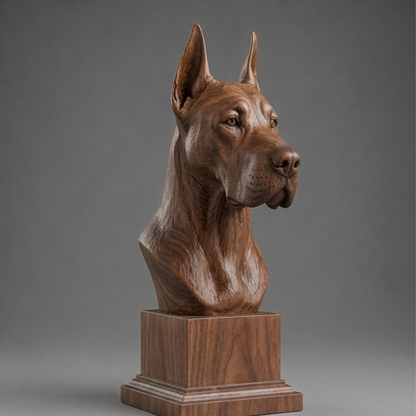 Busto Great Dane — fundo madeira escura