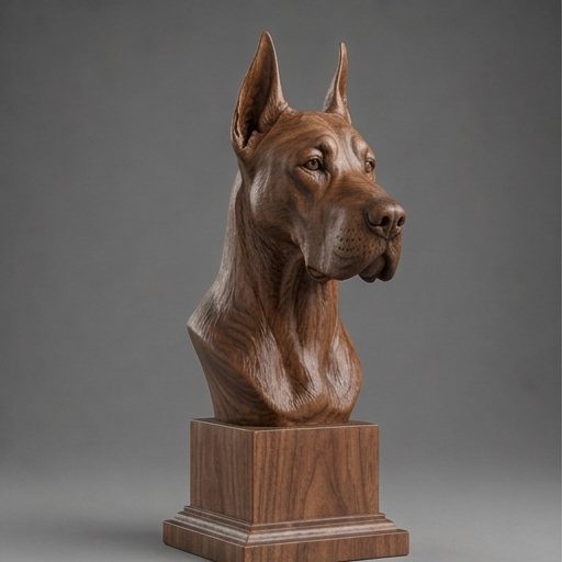 Busto Great Dane — fundo madeira escura
