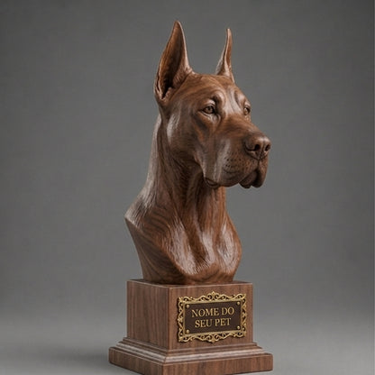 Busto Decorativo Personalizado Great Dane | Escultura 3D com Nome Gravado