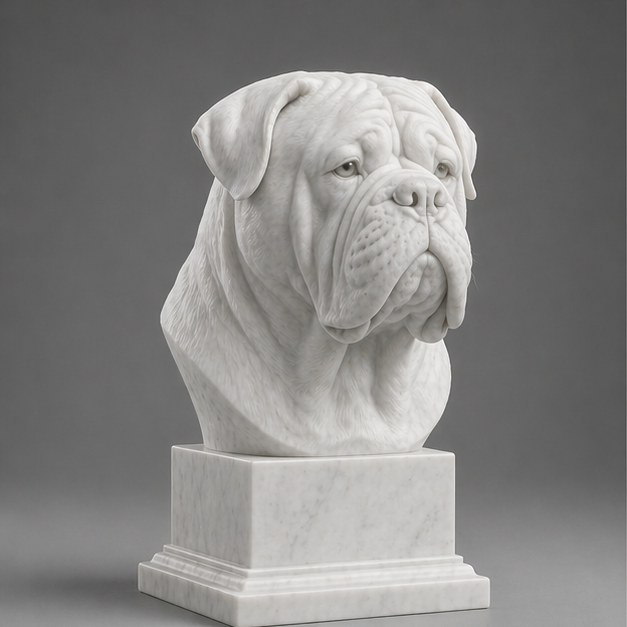 Busto Decorativo Dogue de Bordeaux Personalizado | Escultura Artesanal em 7 Materiais (da sua escolha)