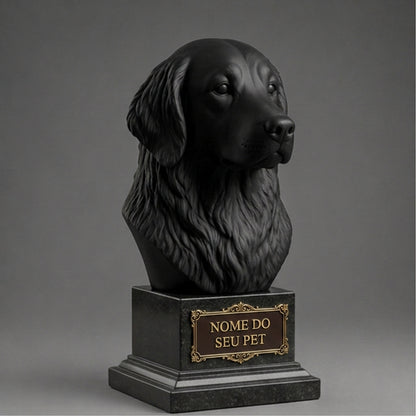 Busto Decorativo Personalizado Golden Retriever | Escultura 3D com Nome Gravado