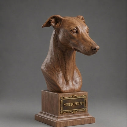 Busto Decorativo Personalizado Greyhound | Escultura 3D com Nome Gravado