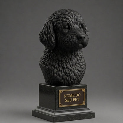 Busto Decorativo Personalizado Golden Retriever | Escultura 3D com Nome Gravado