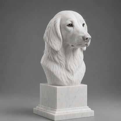Busto Decorativo Flat-Coated Retriever Personalizado | Escultura Artesanal em 7 Materiais (da sua escolha)