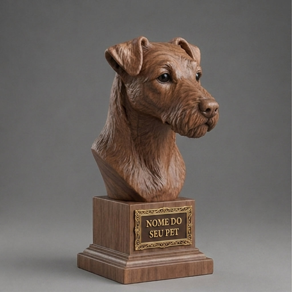 Busto Decorativo Personalizado Jack Russell Terrier | Escultura 3D com Nome Gravado