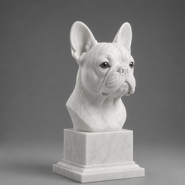 Busto Decorativo Bulldog Francês Personalizado | Escultura Artesanal em 7 Materiais (da sua escolha)
