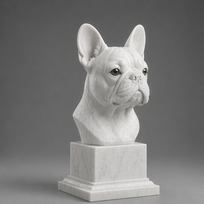 Busto Decorativo Bulldog Francês Personalizado | Escultura Artesanal em 7 Materiais (da sua escolha)