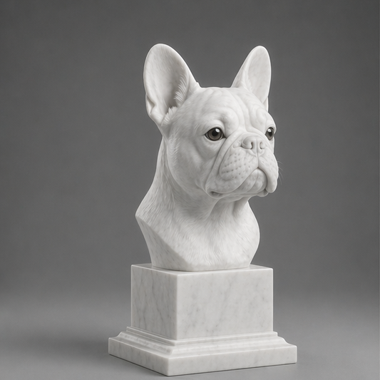 Busto Decorativo Bulldog Francês Personalizado | Escultura Artesanal em 7 Materiais (da sua escolha)