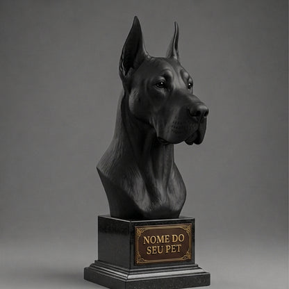 Busto Decorativo Personalizado Great Dane | Escultura 3D com Nome Gravado