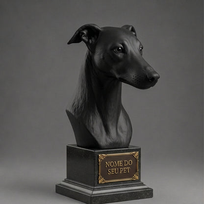 Busto Decorativo Personalizado Greyhound | Escultura 3D com Nome Gravado