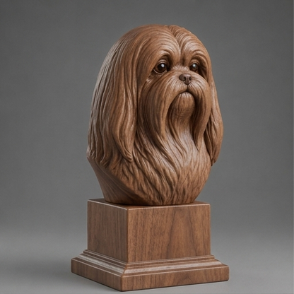 Busto Maltese — fundo madeira escura