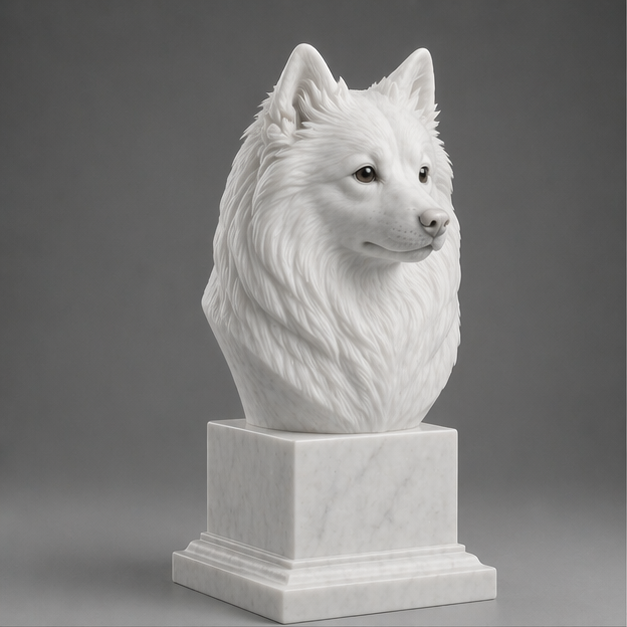 Busto Decorativo Spitz Alemão Personalizado | Escultura Artesanal em 7 Materiais (da sua escolha)