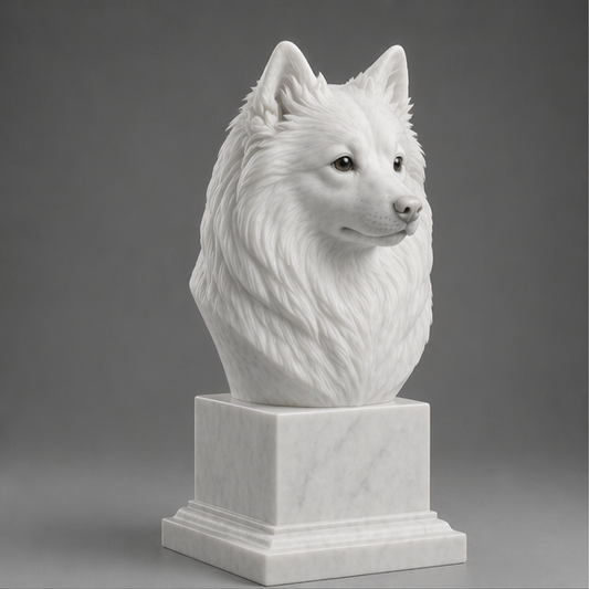 Busto Decorativo Spitz Alemão Personalizado | Escultura Artesanal em 7 Materiais (da sua escolha)