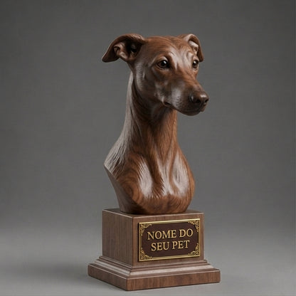 Busto Decorativo Personalizado Greyhound | Escultura 3D com Nome Gravado