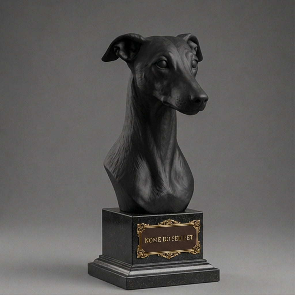 Busto Decorativo Personalizado Greyhound | Escultura 3D com Nome Gravado