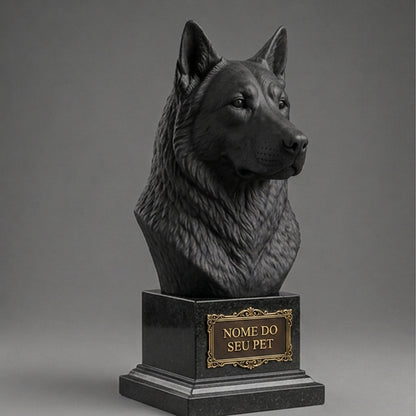 Busto Decorativo Personalizado Husky Siberiano | Escultura 3D com Nome Gravado
