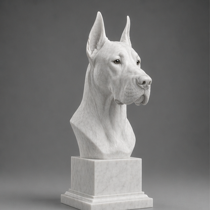 Busto Decorativo Great Dane Personalizado | Escultura Artesanal em 7 Materiais (da sua escolha)