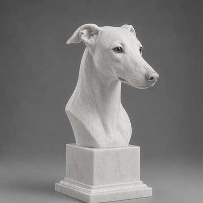 Busto Decorativo Greyhound Personalizado | Escultura Artesanal em 7 Materiais (da sua escolha)