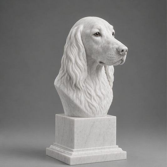 Busto Decorativo Setter Irlandês Personalizado | Escultura Artesanal em 7 Materiais (da sua escolha)