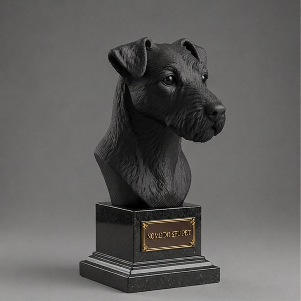 Busto Decorativo Personalizado Jack Russell Terrier | Escultura 3D com Nome Gravado