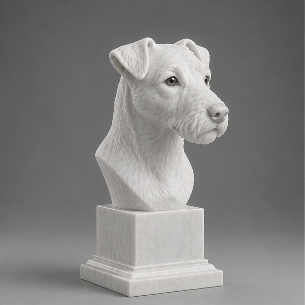 Busto Decorativo Jack Russell Terrier Personalizado | Escultura Artesanal em 7 Materiais (da sua escolha)