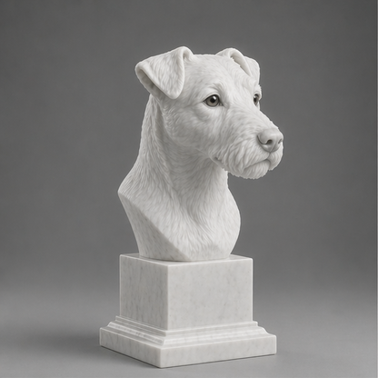 Busto Decorativo Jack Russell Terrier Personalizado | Escultura Artesanal em 7 Materiais (da sua escolha)