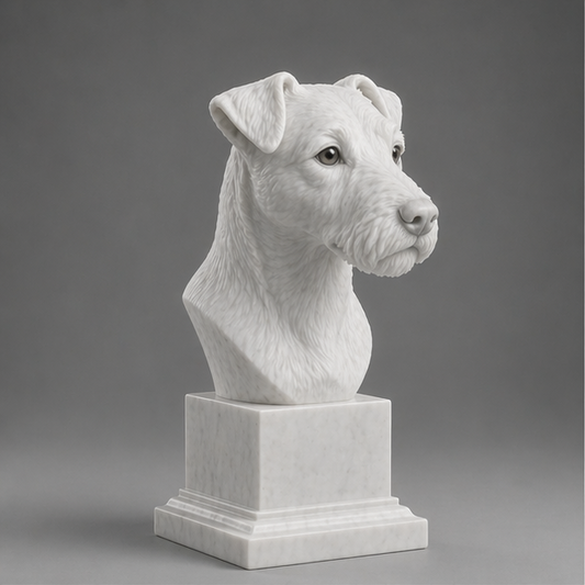 Busto Decorativo Jack Russell Terrier Personalizado | Escultura Artesanal em 7 Materiais (da sua escolha)