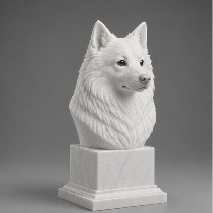 Busto Decorativo Spitz Japonês Personalizado | Escultura Artesanal em 7 Materiais (da sua escolha)