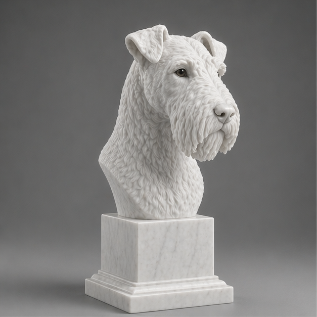 Busto Decorativo Kerry Blue Terrier Personalizado | Escultura Artesanal em 7 Materiais (da sua escolha)