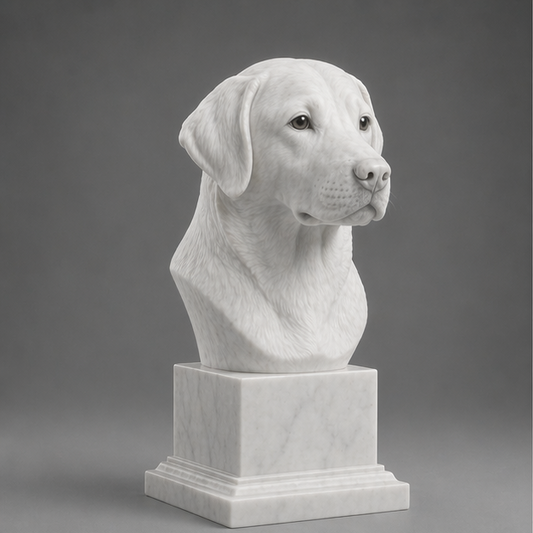 Busto Decorativo Labrador Personalizado | Escultura Artesanal em 7 Materiais (da sua escolha)