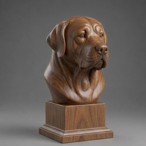 Busto Labrador Retriever — fundo madeira escura