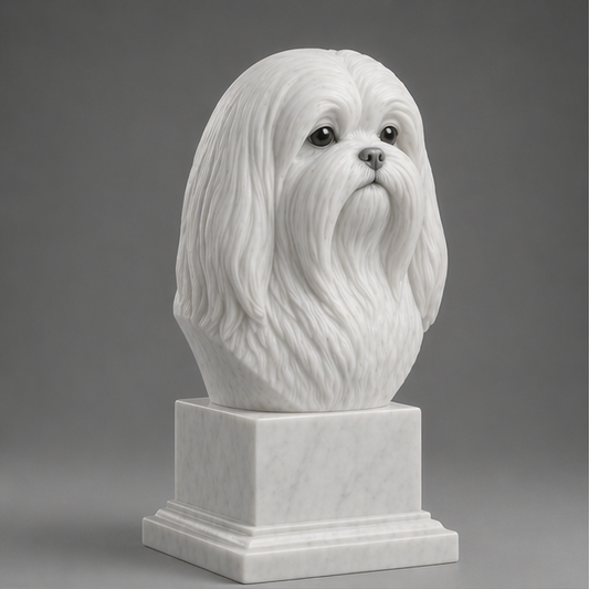 Busto Decorativo Lhasa Apso Personalizado | Escultura Artesanal em 7 Materiais (da sua escolha)