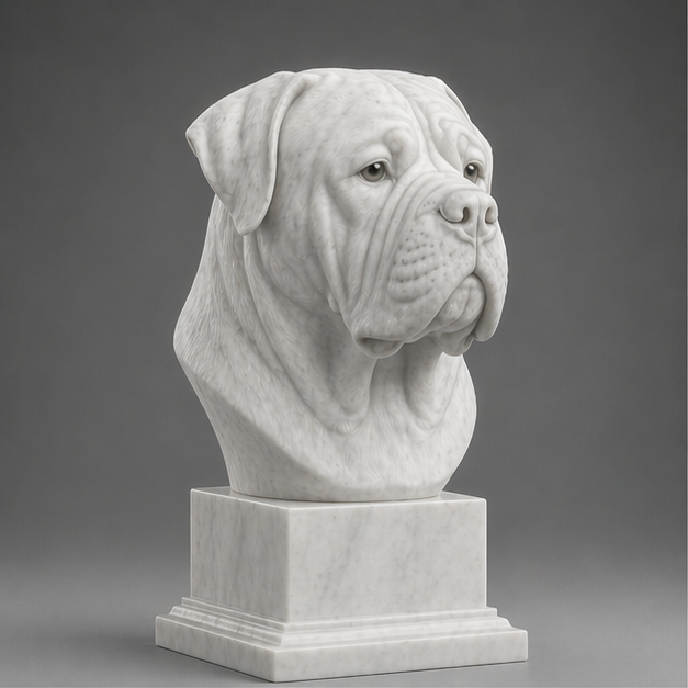 Busto Decorativo Mastiff Personalizado | Escultura Artesanal em 7 Materiais (da sua escolha)