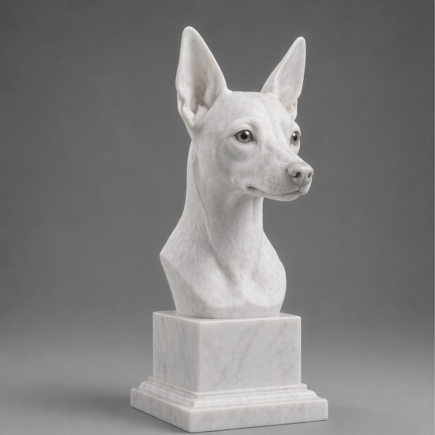 Busto Decorativo Pinscher Miniatura Personalizado | Escultura Artesanal em 7 Materiais (da sua escolha)