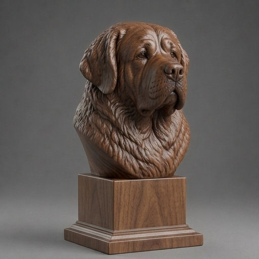 Busto Saint Bernard — fundo madeira escura