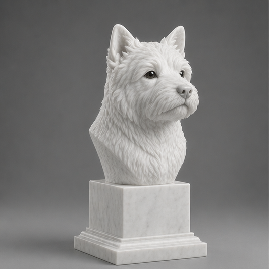 Busto Decorativo Norwich Terrier Personalizado | Escultura Artesanal em 7 Materiais (da sua escolha)