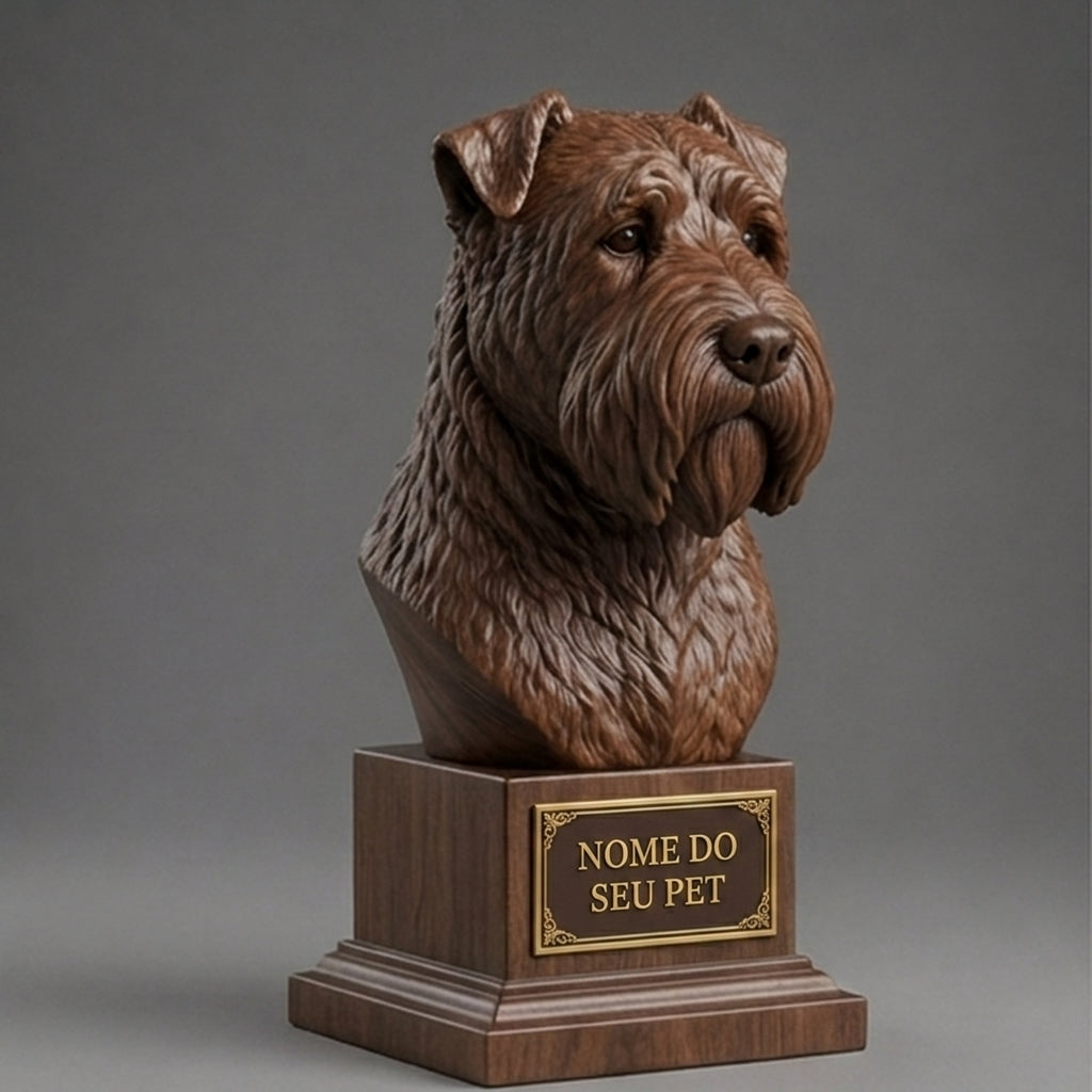 Busto Decorativo Personalizado Schnauzer | Escultura 3D com Nome Gravado