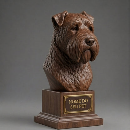 Busto Decorativo Personalizado Schnauzer | Escultura 3D com Nome Gravado