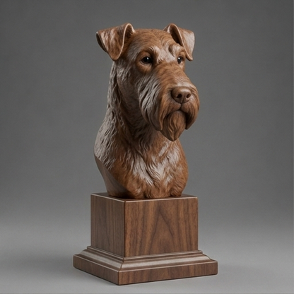 Busto Miniature Schnauzer — fundo madeira escura
