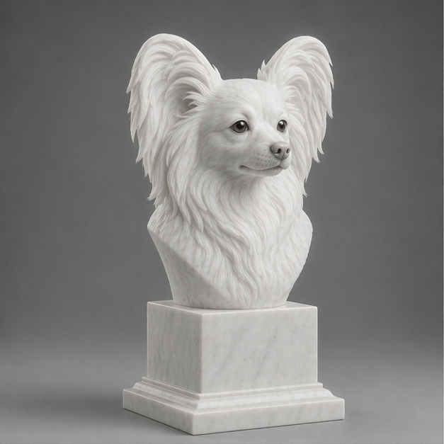 Busto Decorativo Papillon Personalizado | Escultura Artesanal em 7 Materiais (da sua escolha)