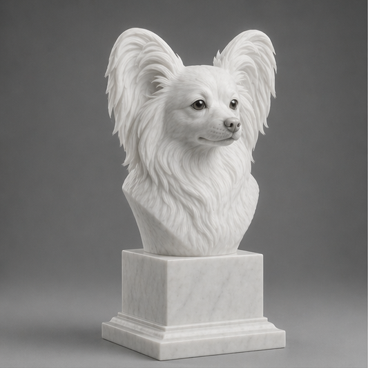 Busto Decorativo Papillon Personalizado | Escultura Artesanal em 7 Materiais (da sua escolha)