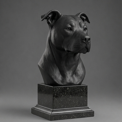 Busto Decorativo Personalizado Pitbull | Escultura 3D com Nome Gravado