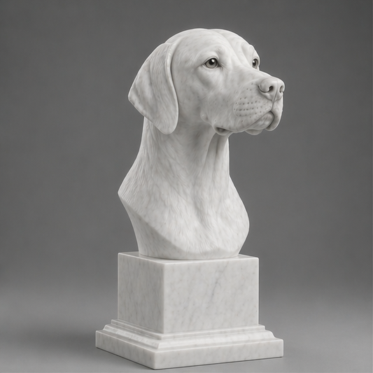 Busto Decorativo Pointer Personalizado | Escultura Artesanal em 7 Materiais (da sua escolha)
