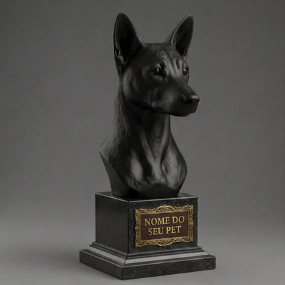 Busto Decorativo Personalizado Pomerânia | Escultura 3D com Nome Gravado