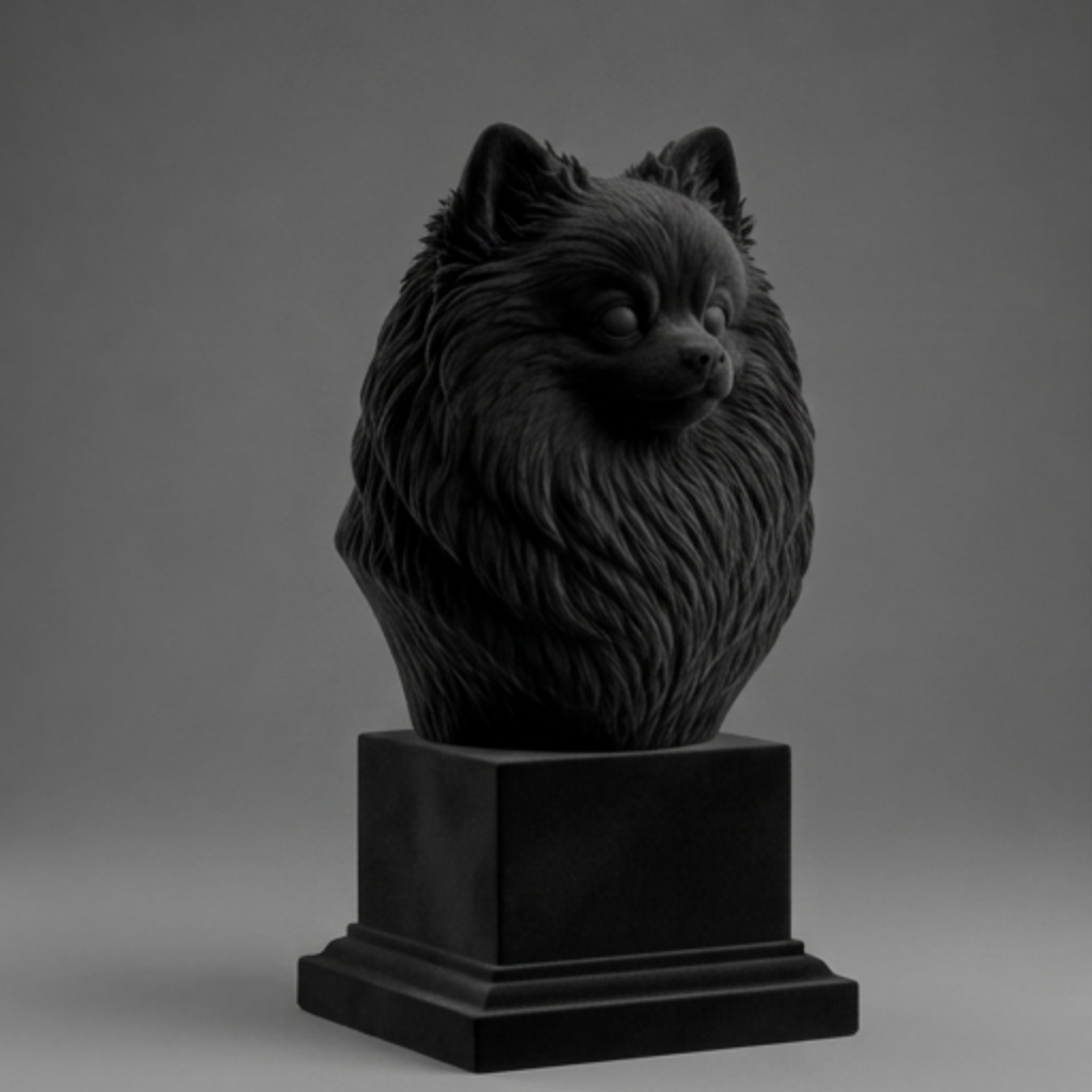 Busto Decorativo Personalizado Pomerânia | Escultura 3D com Nome Gravado